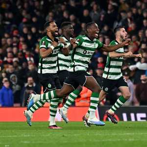 فرحة لاعبي سبورتينغ لشبونة بالفوز