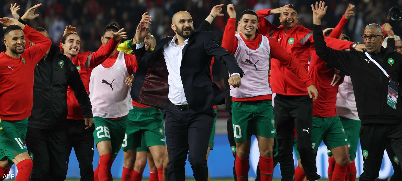 فرحة منتخب المغرب بالفوز على البرازيل