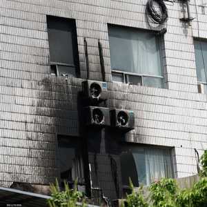 من آثار الحريق في مستشفى "تشانغ فنغ" في بكين