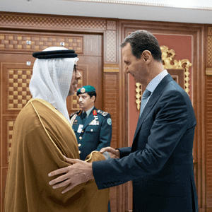 لقاء الشيخ منصور بن زايد بالرئيس السوري