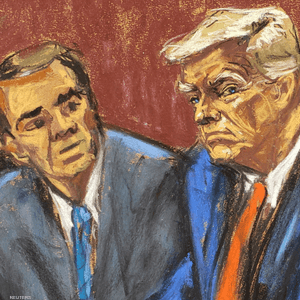 ترامب وناوتا (يسار) كما ظهرا خلال جلسات المحاكمة