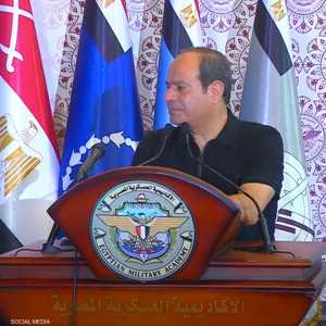 السيسي، خلال قيامه بجولة تفقدية في الأكاديمية العسكرية