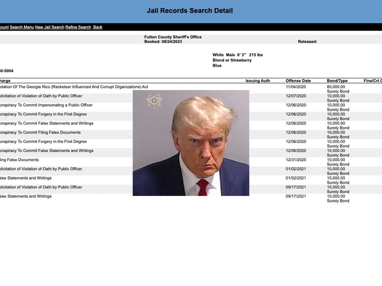 سجل احتجاز ترامب في سجن فولتون
