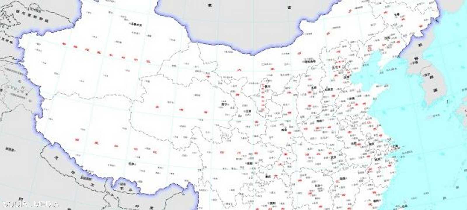 الخريطة كما نشرتها وزارة الموارد الطبيعية في الصين