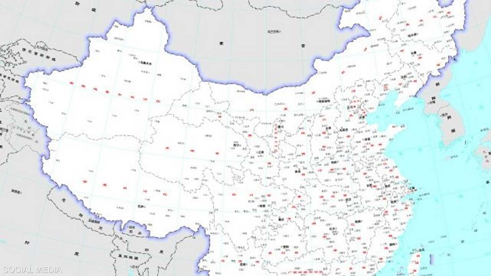 الخريطة كما نشرتها وزارة الموارد الطبيعية في الصين