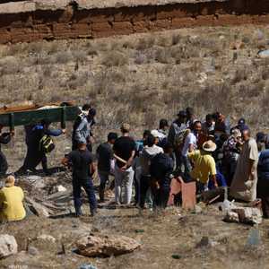 تشييع ضحايا الزلزال في مولاي إبراهيم بالمغرب، الأحد.