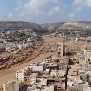 مشاهد جوية للدمار في درنة