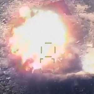 صورة مأخوذة من فيديو لقصف تقول أذربيجان إنه في كاراباخ