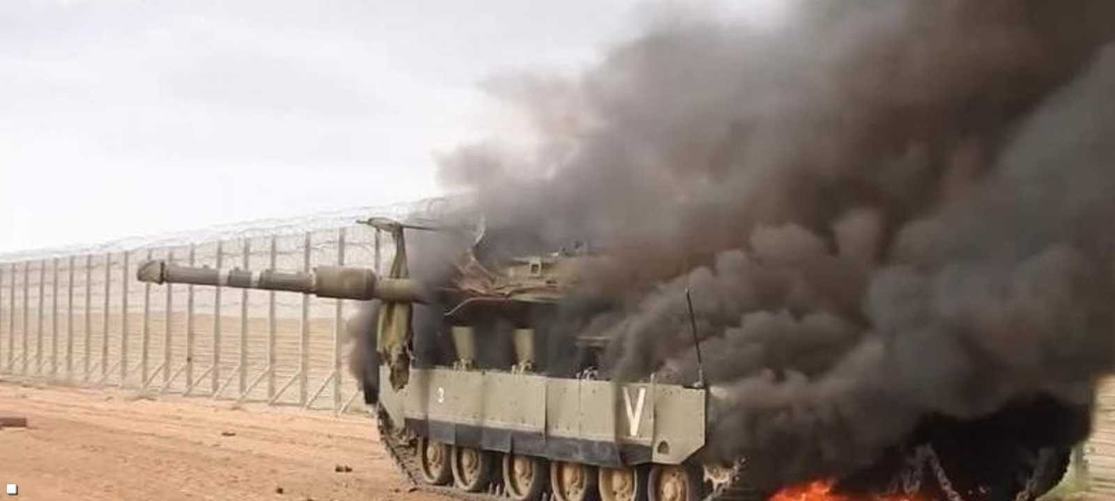 احتراق ميركافا الإسرائيلية
