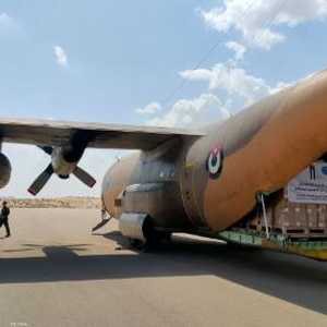 طائرة مساعدات أردنية وصلت إلى العريش.