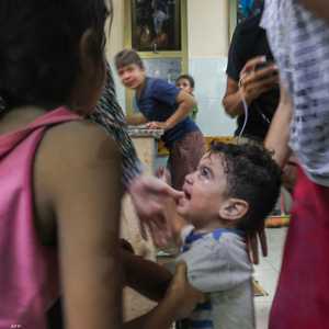 رعب على وجوه الأطفال بعد قصف المستشفى