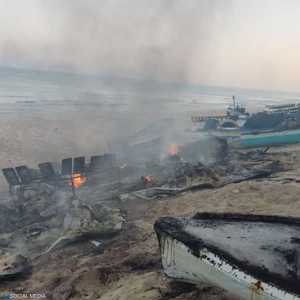 مراكب صيد احترقت من جراء القصف الإسرائيلي