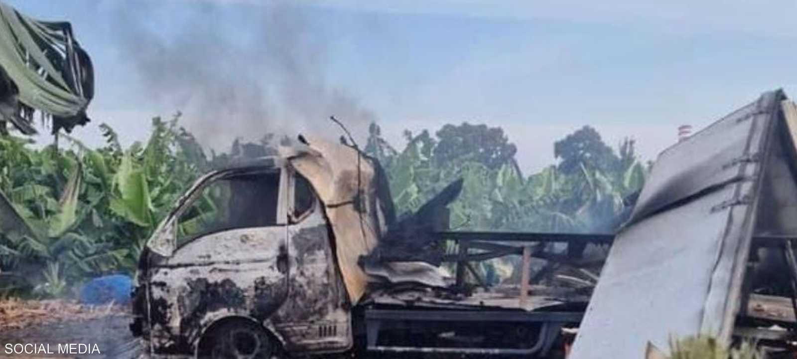 صورة متداولة للشاحنة المستهدفة في الزهراني.