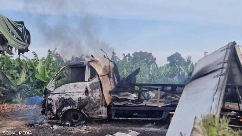 صورة متداولة للشاحنة المستهدفة في الزهراني.