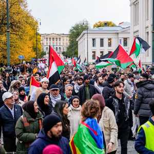 تظاهرة داعمة لفلسطين في أمام وزارة الخارجية في أوسلو