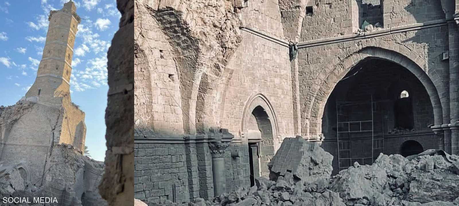 دمار كبير في المسجد العمري بغزة