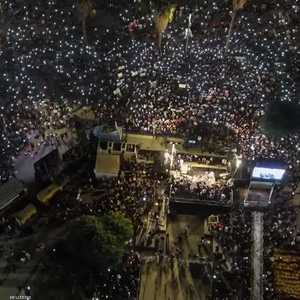 صورة جوية لتظاهرة في تل أبيب تطالب بإطلاق سراح الرهائن