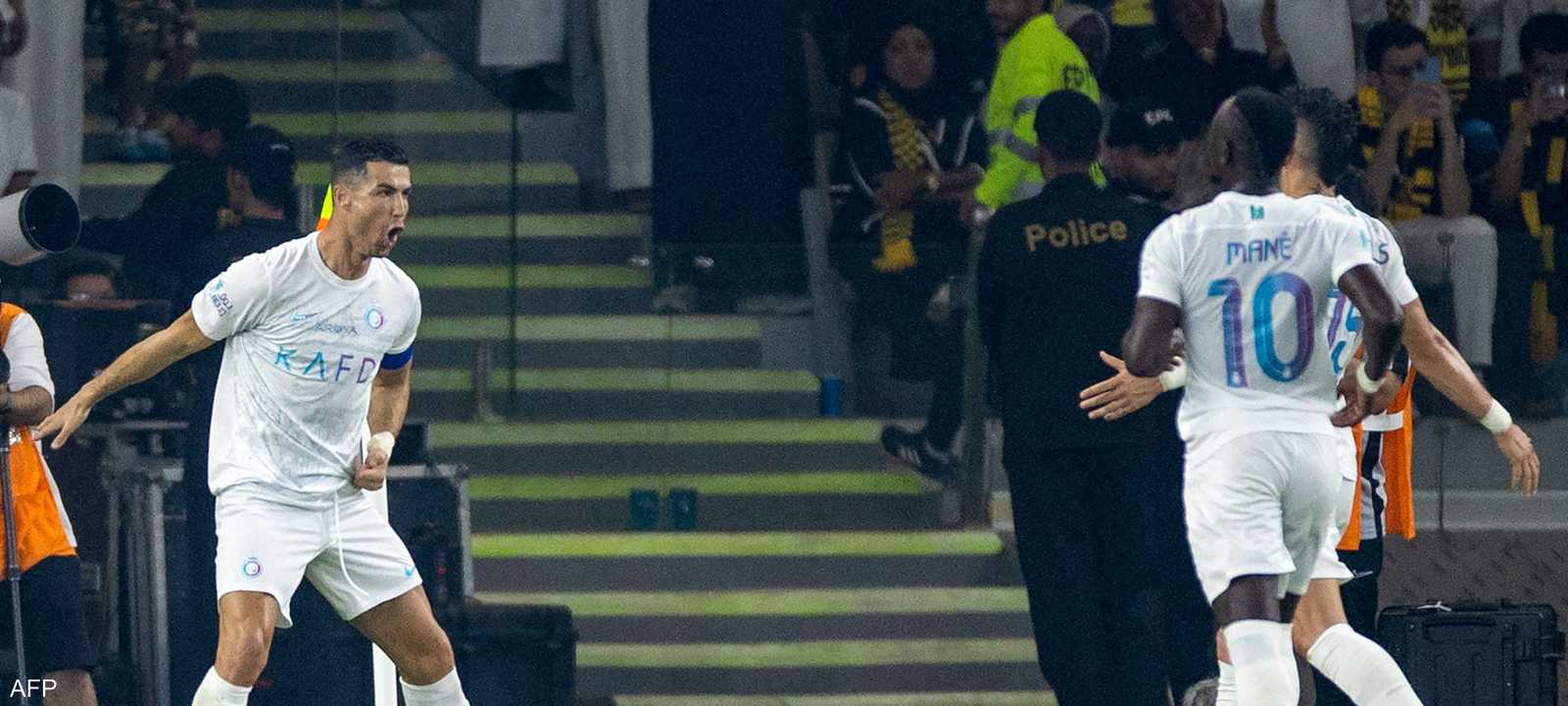 لقطة من مباراة النصر والاتحاد