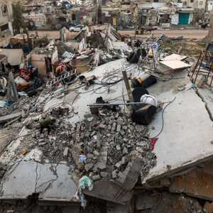 من آثار القصف الإسرائيلي على مخيم رفح