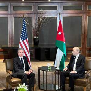 جانب من لقاء الصفدي وبلينكن الأحد