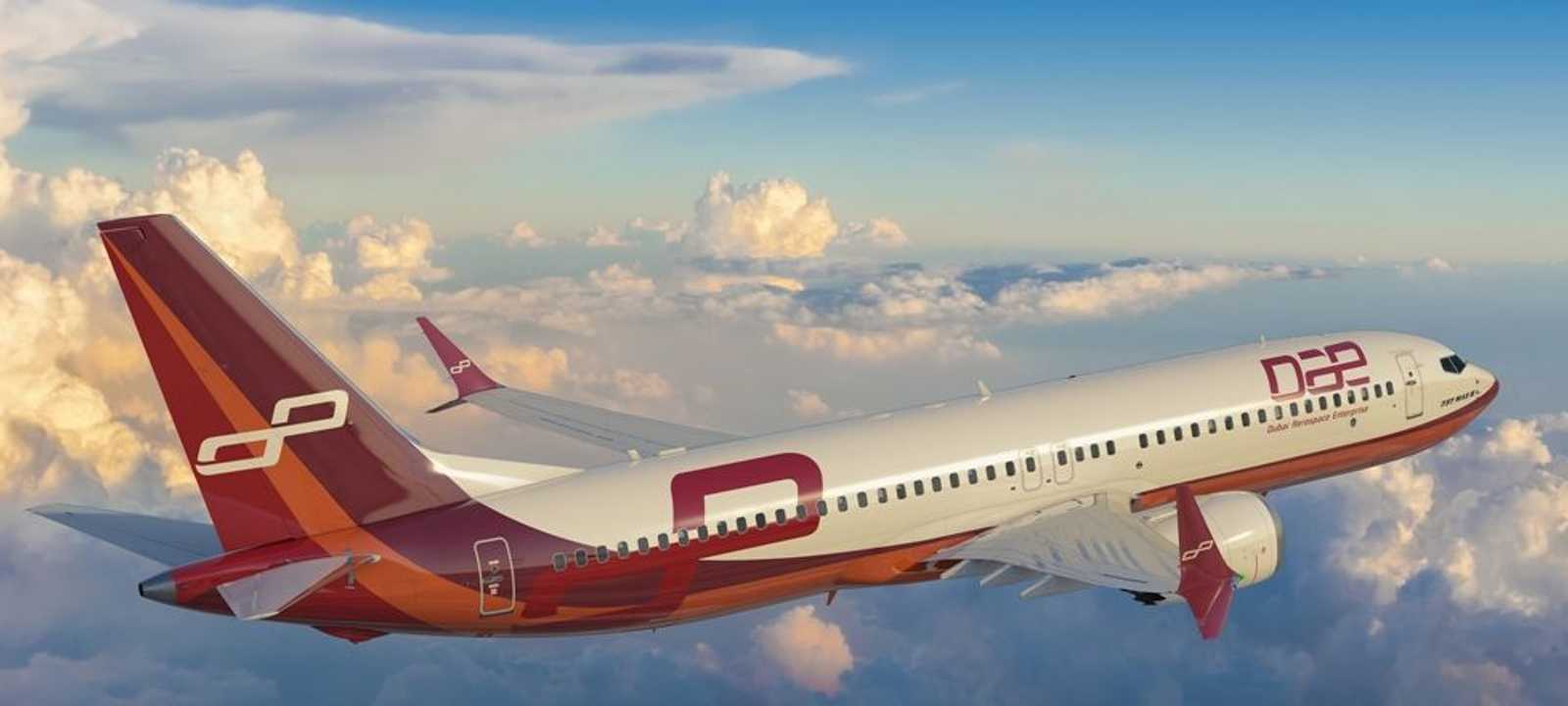 طائرة تحمل شعار "دبي لصناعات الطيران"