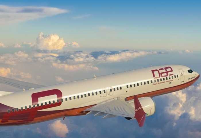 طائرة تحمل شعار "دبي لصناعات الطيران"