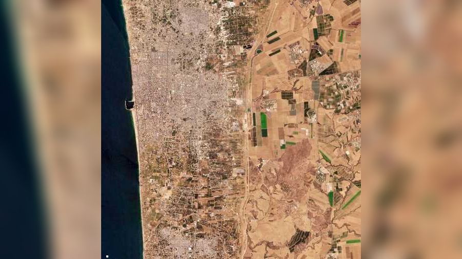 صورة فضائية للمنطقة العازلة المحتملة في شمال غزة