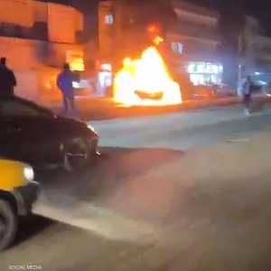 السيارة المستهدفة احترقت بالكامل