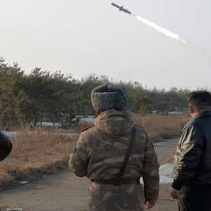 كيم أثناء التجربة الصاروخية