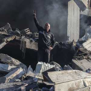 من آثار التدمير الناجم عن القصف الإسرائيلي العنيف في غزة