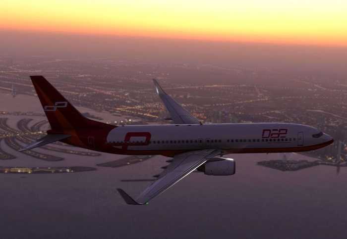 طائرة تحمل شعار شركة دبي لصناعات الطيران