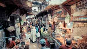 التضخم سوق تجاري في مدينة فاس، المغرب
