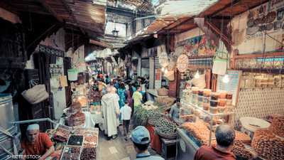 التضخم سوق تجاري في مدينة فاس، المغرب