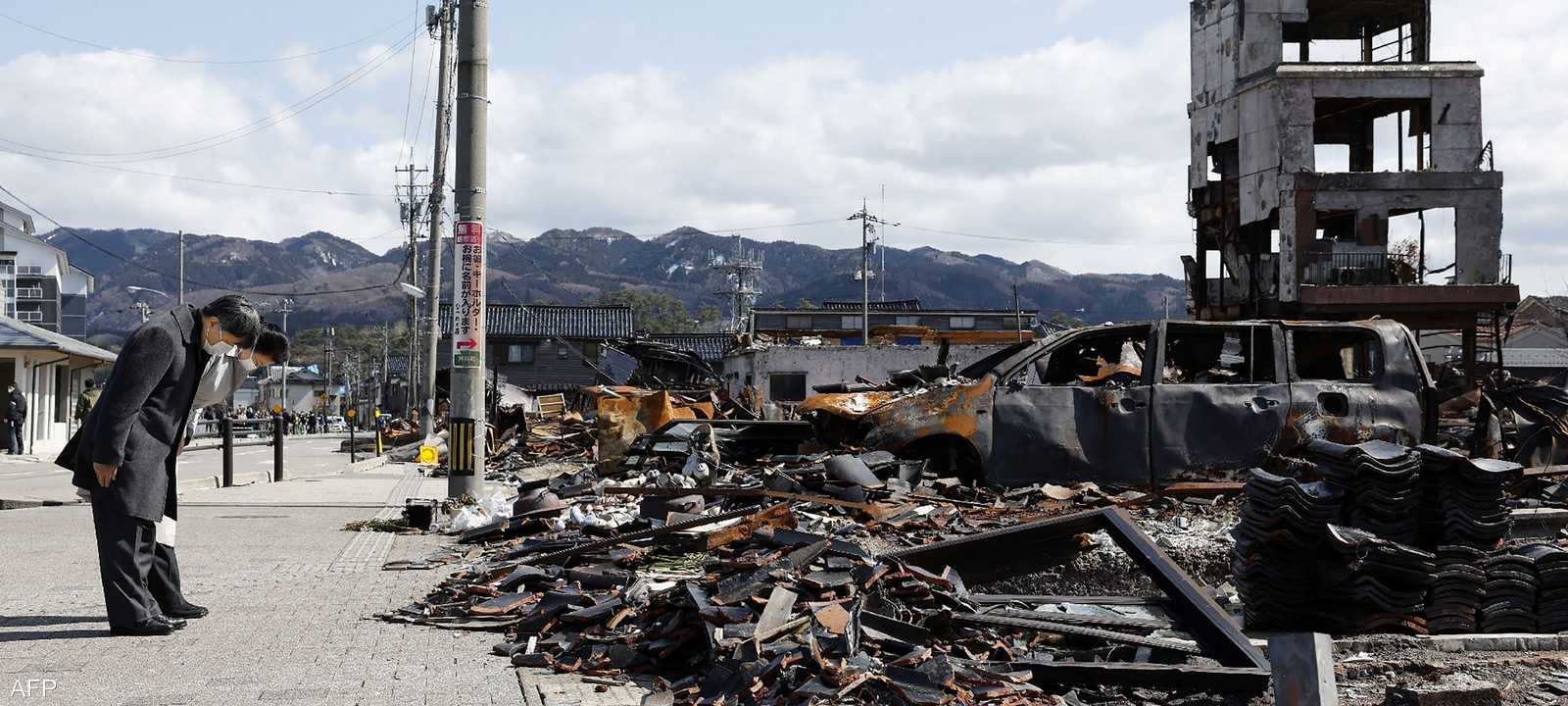 من آثار الزلزال الذي ضرب اليابان ليلة رأس السنة