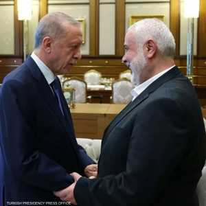 من لقاء سابق جمع هنية بأردوغان في أنقرة