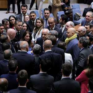 رياض منصور وعدد من السفراء خلال جلسة لمجلس الأمن (أرشيفية)