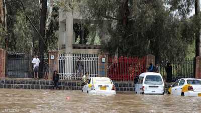 آثار الأمطار الغزيرة في صنعاء