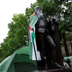 جانب من التظاهرات في جامعة جورج واشنطن