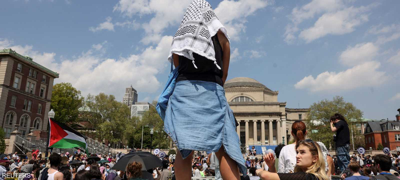 محتجون في جامعة كولومبيا مؤيدون لفلسطين