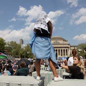 محتجون في جامعة كولومبيا مؤيدون لفلسطين