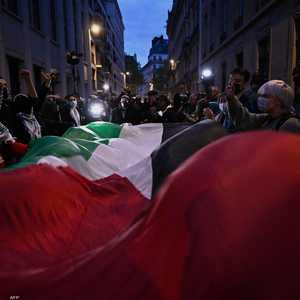 تظاهرات دعما لغزة أمام جامعة ساينس بو في باريس في أبريل 2024