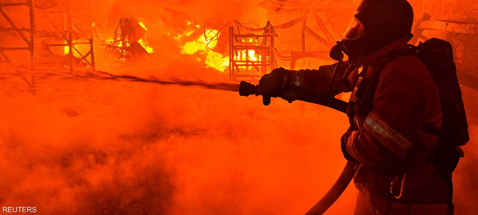 حرائق ناجمة عن القصف الروسي في خاركيف