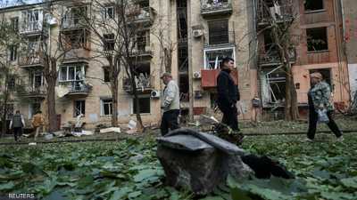 آثار القصف الذي استهدف خاركيف