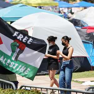 جانب من الاجتجاجات في إحدى الجامعات الأميركية