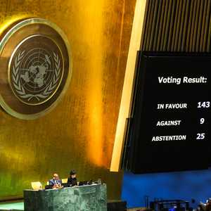 9 دول اعترضت و25 أخرى امتنعت بينما وافقت 143 دولة على القرار