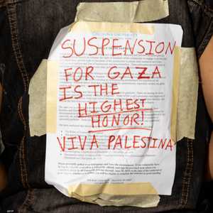 جانب من تظاهرة مؤيدة للفلسطينيين في جامعة كولومبيا