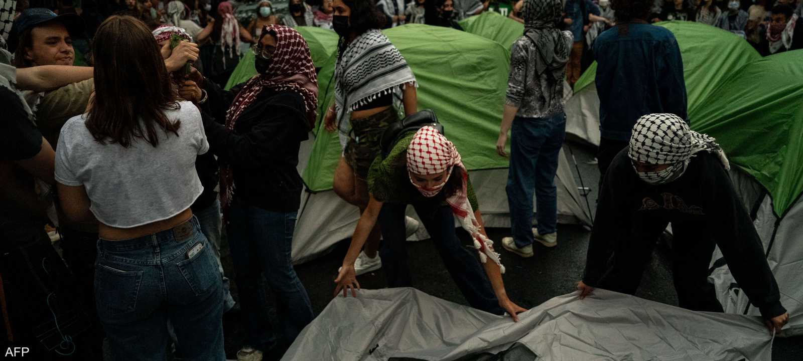 تظاهرة في جامعة جورج واشنطن في إطار حراك طلابي عالمي