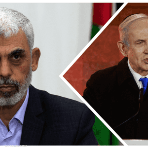 يحيى السنوار (يسار) وبنيامين نتنياهو