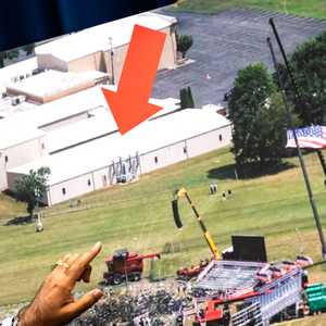 يشير السهم إلى المبنى الذي أطلق منه كروكس النار على ترامب