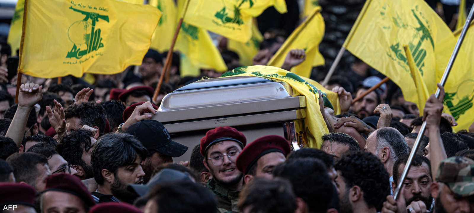 جانب من تشييع جثمان القيادي بحزب الله فؤاد شكر